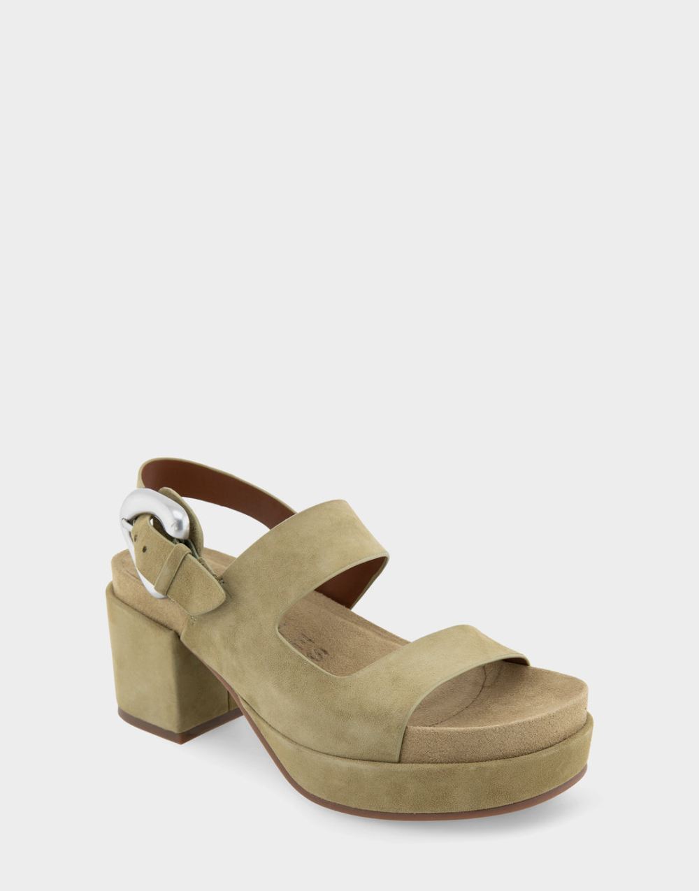 Women's | Clarkson Olive Branch Suede Asymmetrical Molded Footbed Platform Sandal