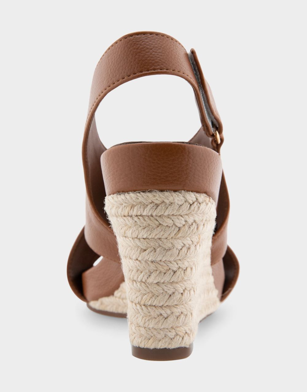 Women's | Payton Tan Faux Leather Crisscross Velcro Back Footbed Wedge Sandal