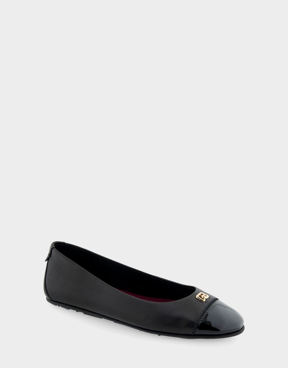 Women's | Piper Black Genuine Leather Hidden Wedge Ballet Flat