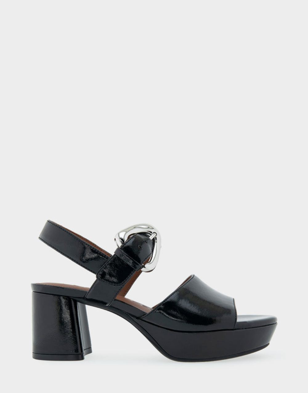 Women's | Chamber Black Patent Faux Leather Quarter Strap Platform Sandal