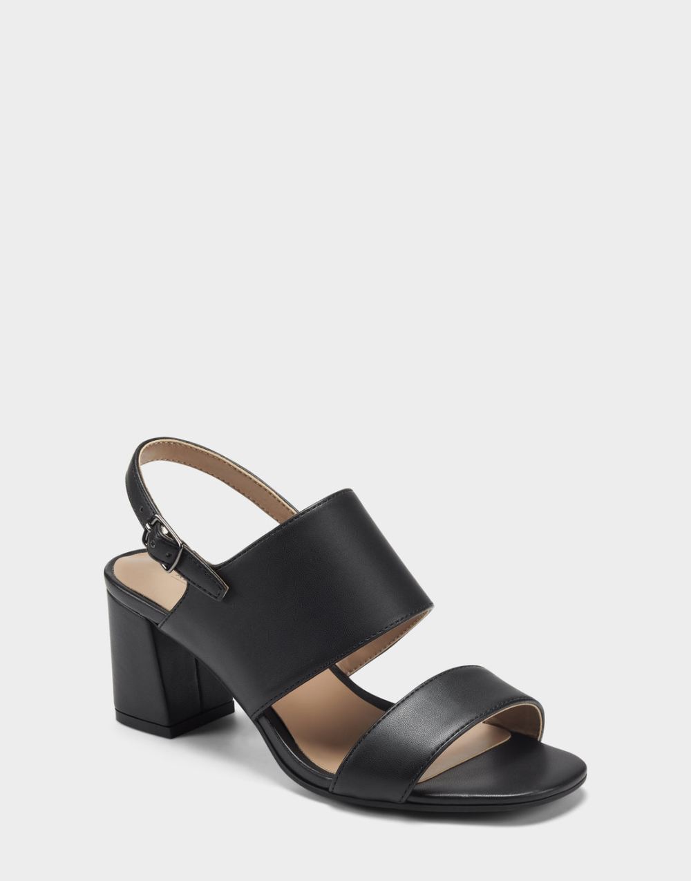 Women's | Emmex Black Faux Leather Heeled Sandal with Ankle Strap