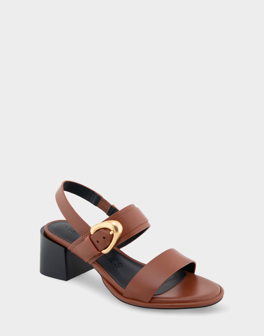 Women's | Nova Gingerbread Leather Two Band Slingback Block Heel Sandal