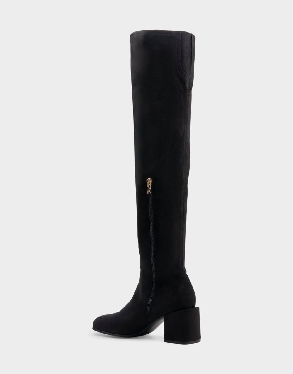 Women's | Oreti Black Stretch Faux Suede Block Heel Over The Knee Boot